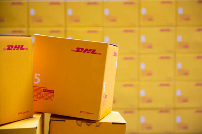 Sofia,,Bulgaria,-,17,October,,2018:,Yellow,Dhl,Express,Packages