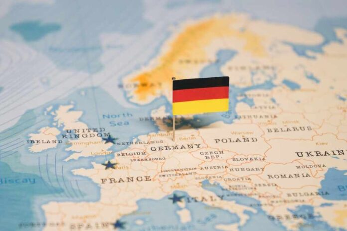 The,Flag,Of,Germany,On,The,World,Map.