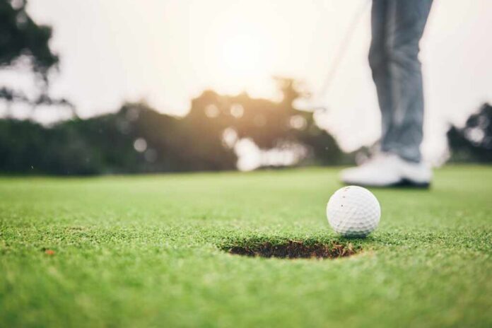 Sports,,Golf,Ball,And,Hole,On,Course,In,Club,For