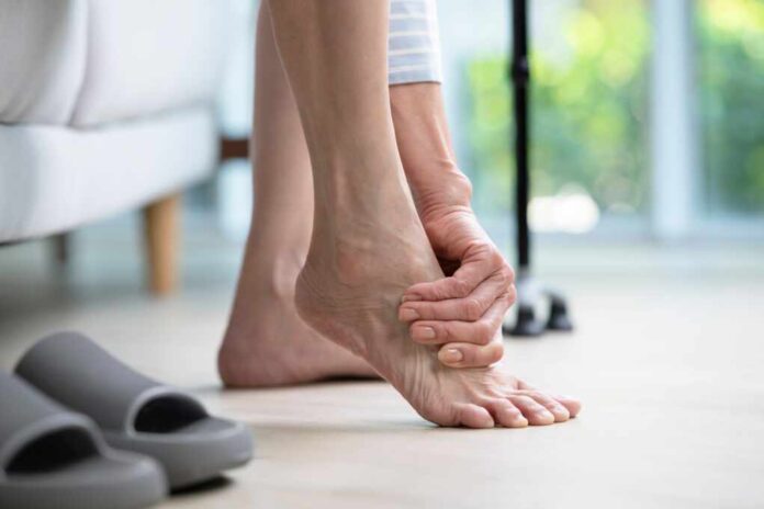 Foot,Pain,Concept,,Senior,Woman,Suffering,From,Pain,In,Ankle