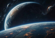 A stunning view of Earth from space with multiple planets in the background