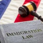Massive Backlog: Judge Blocks Crucial Reforms A book titled 'Immigration Law' next to a gavel on an American flag background