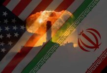 U.S.-Backed Strikes CRIPPLE Iran’s Steel Industry An artistic representation of the US and Iran flags with a nuclear explosion in the background