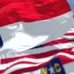 Private Equity LOOTS $660 Million Autism Program North Carolina state flag waving in the wind with historical dates