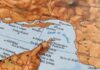 Detailed map showing the Strait of Hormuz and surrounding regions