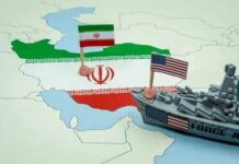 Ceasefire Clock Ticks: 60 Days Only Map of Iran with Iranian and U.S. flags and a model warship