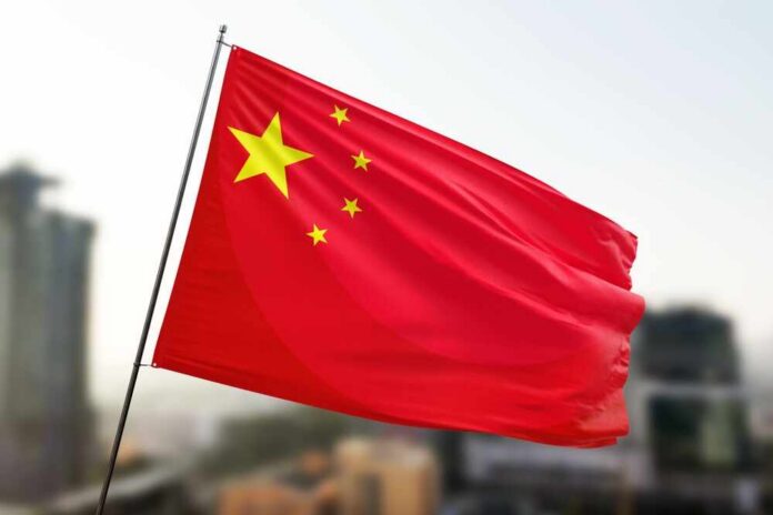 Floating,China,Flag,,Flag,Of,China Waving flag of China with a star and four smaller stars