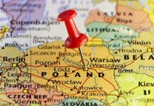 Poland’s Ukraine Backbone Starts To Buckle Red pushpin marking Poland on a European map