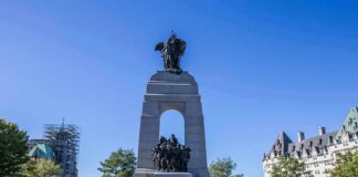 war memorial monument under a clear blue sky