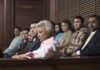 jury seated in a courtroom box