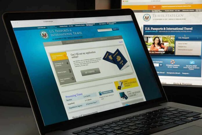 Laptop displaying U.S. passport application website