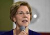 Elizabeth Warren speaking into a microphone