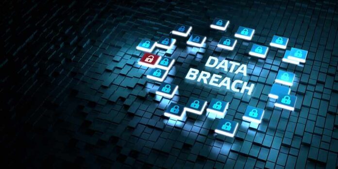 shutterstock_1980549218 Cybersecurity concept with data breach alert and padlock icons